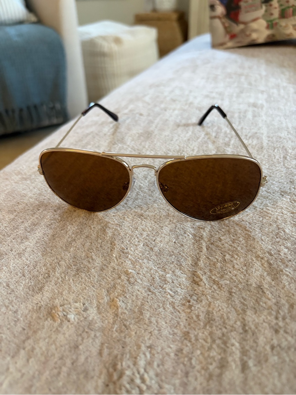 Aviator Gold Sunglasses Amber Lenses New UV400